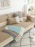 Luxurious Feather Embroidery Quilted Sofa Cover