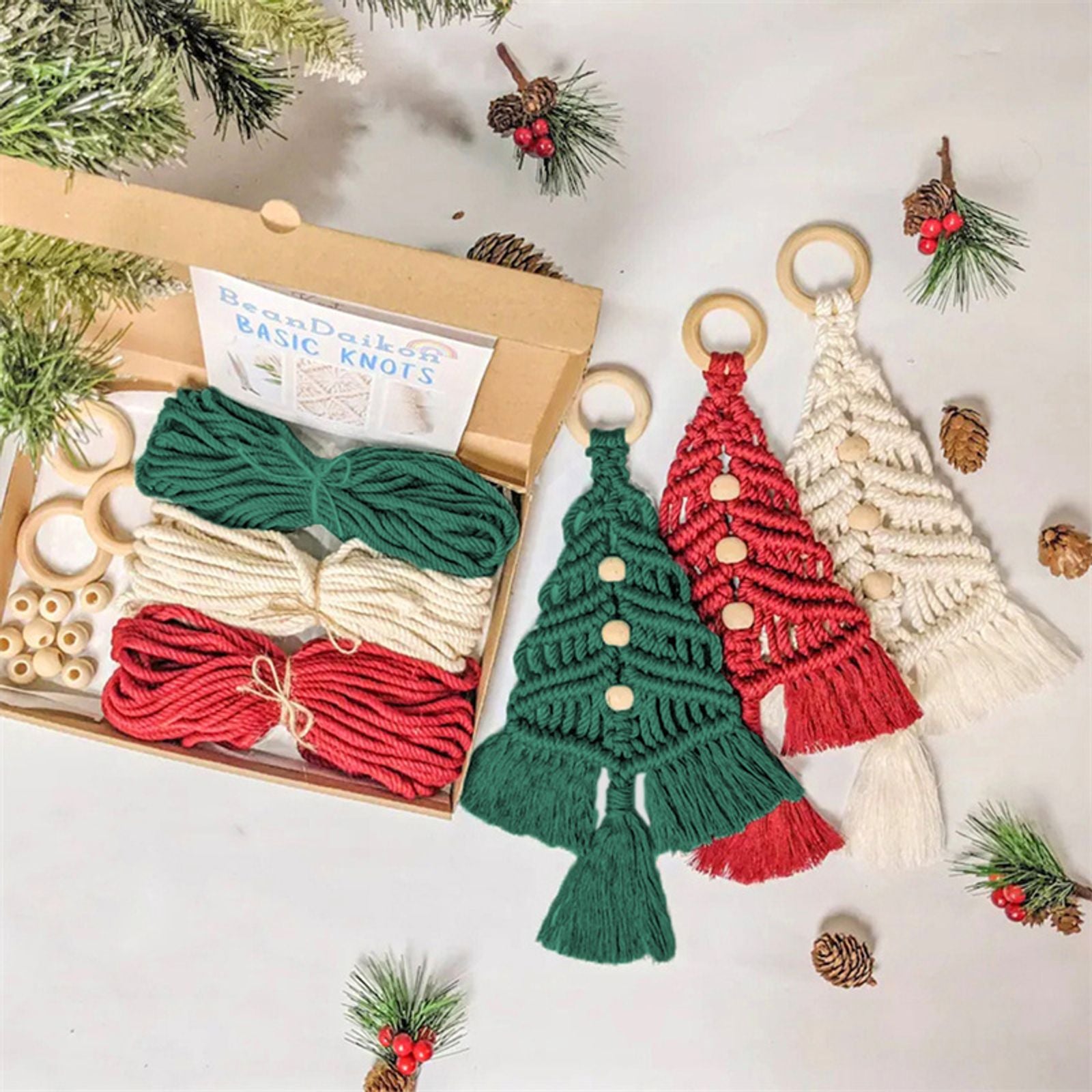 3PCS Macrame Woven Christmas Tree Craft Kit