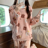 Coral Fleece Women Pajama Set - Warm Winter Sleepwear