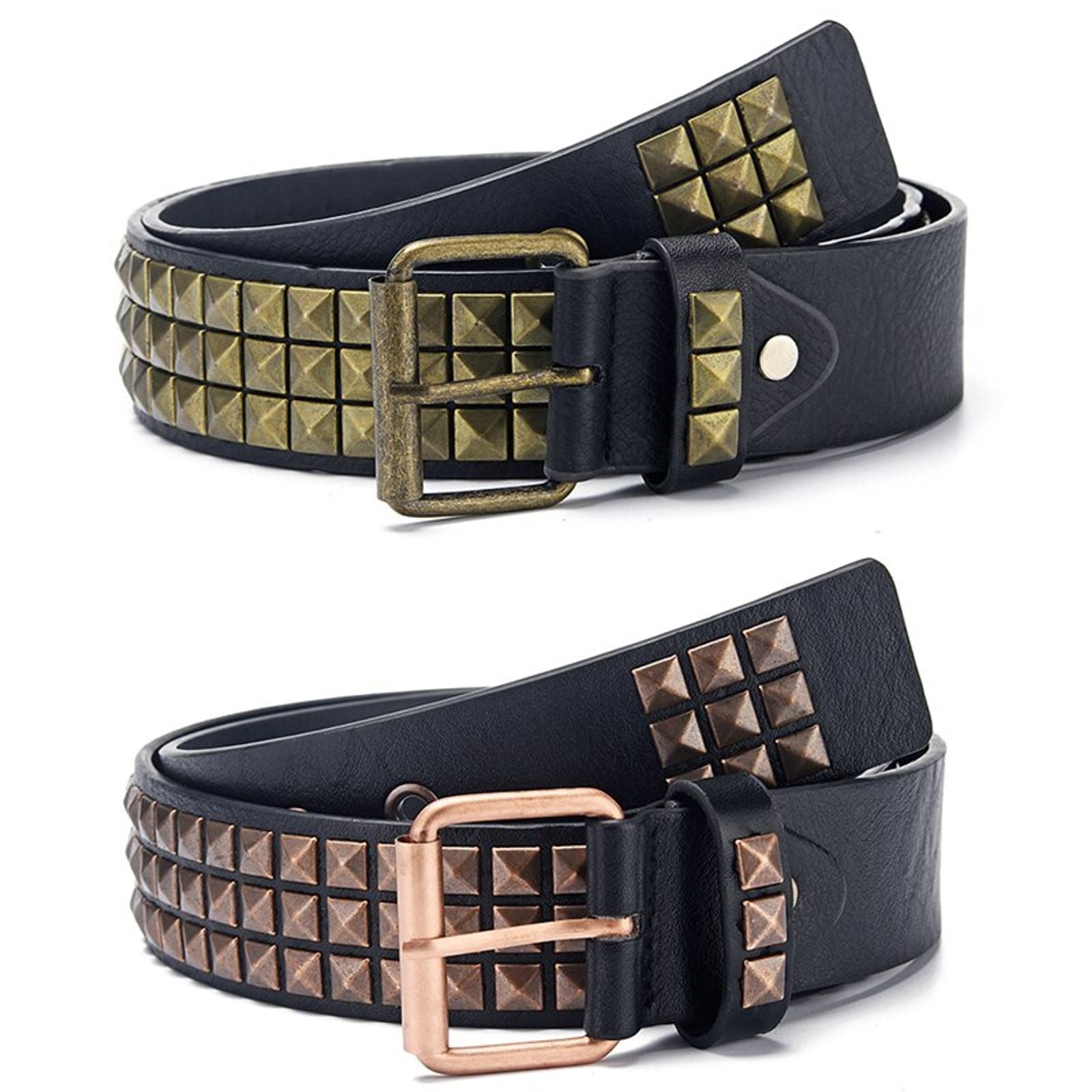 Fashion Square Bead Rivet Punk Belt for Men and Women