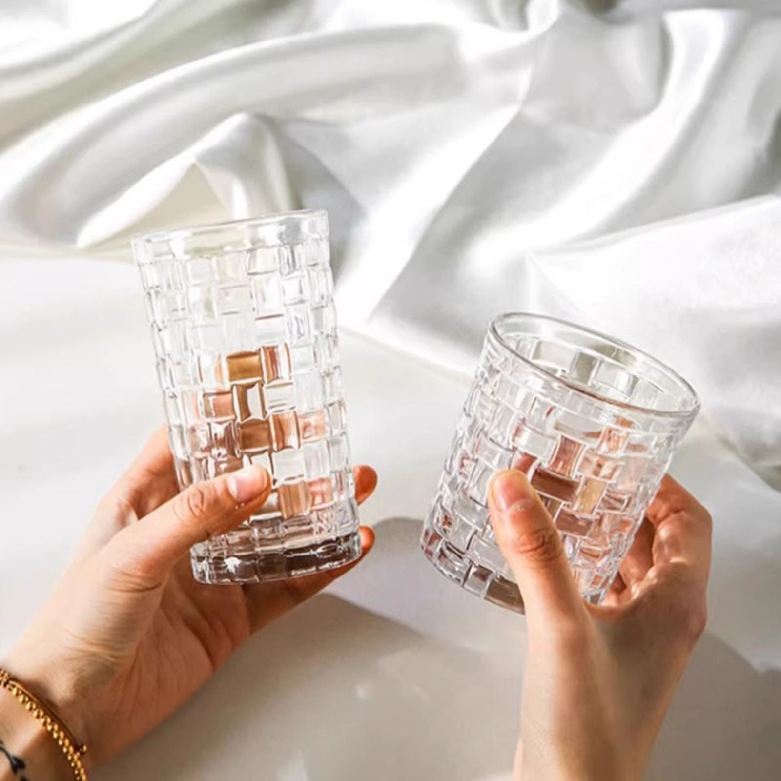 Unique Embossed Pattern Glass Cup for Coffee and Juice