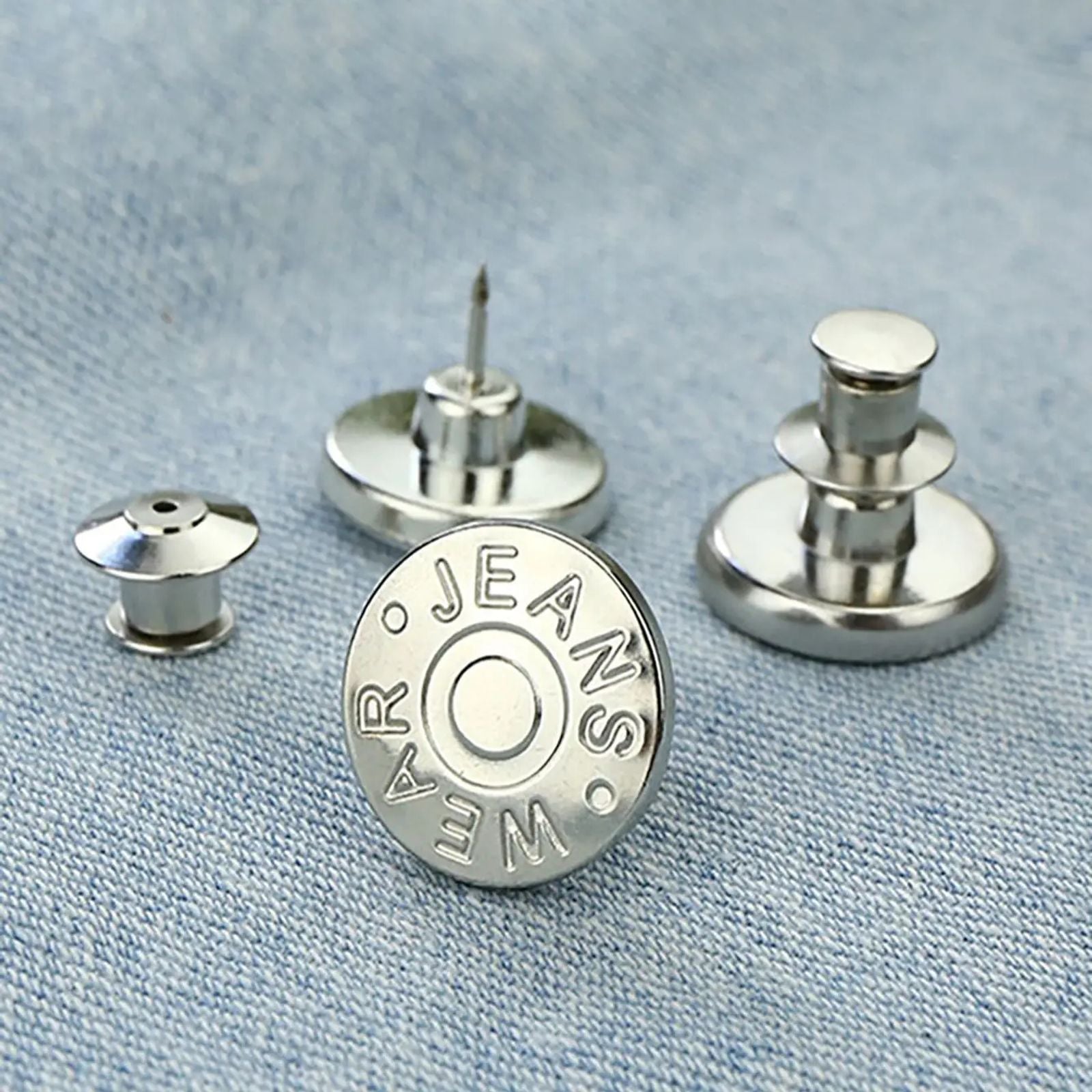 6pcs Adjustable Sew-Free Vintage Metal I-Buttons for Jeans