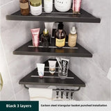 Wall-Mounted Triangle Drain Shelf with Hooks