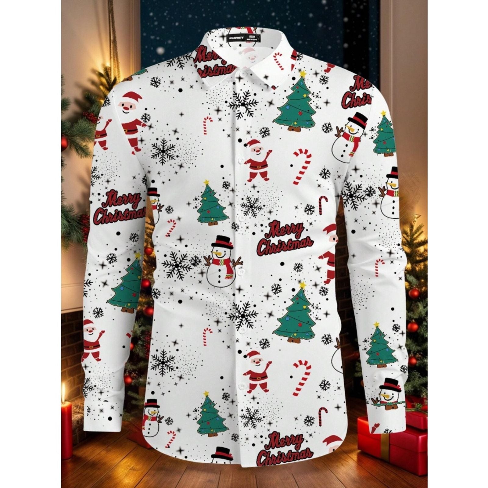 Santa Claus Elk Graphic 3D Printed Long Sleeve Shirt