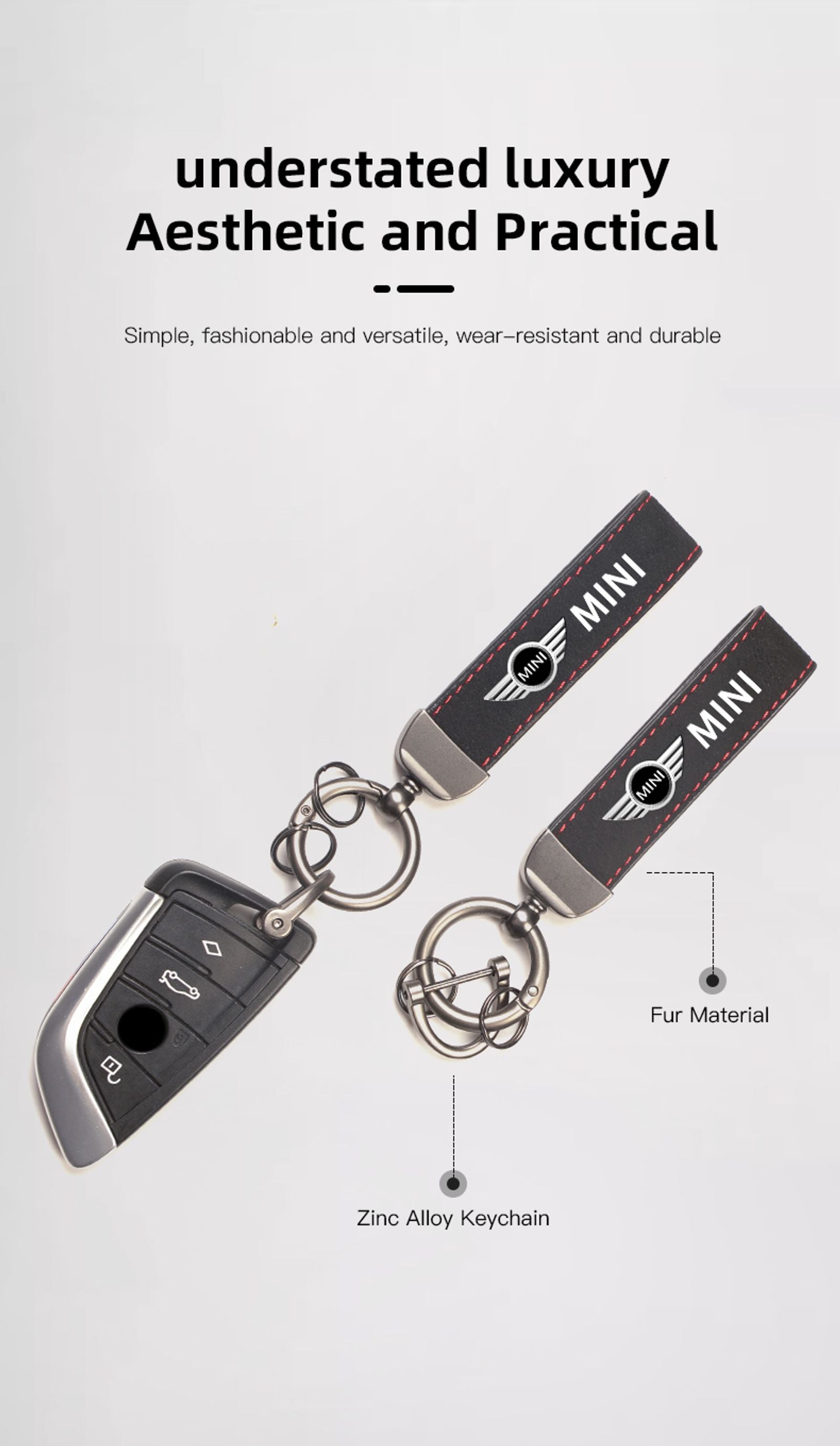 Suede Keychain Ring for MINI Cooper