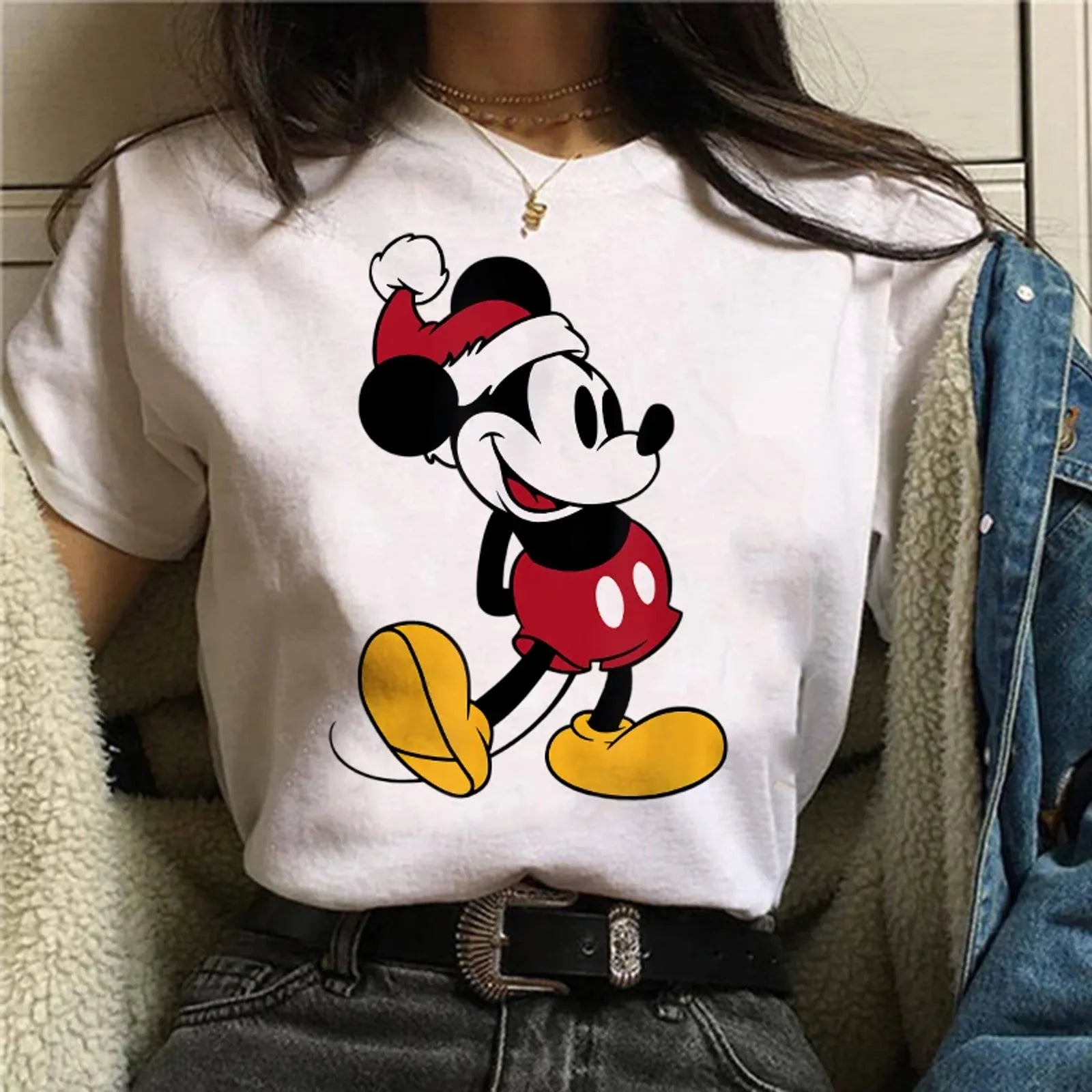 90s Y2K Mickey Print T-Shirt for Women