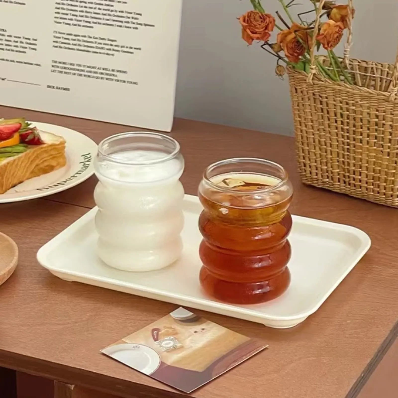 300ML Vintage Glass Coffee Mug - Heat-Resistant