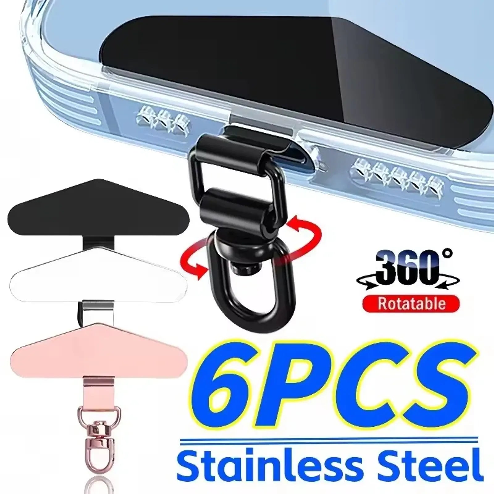 360° Rotation Steel Phone Tether Lanyard Connector