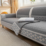 Waffle Quilting Anti-Slip Sofa Cover with Snowflake Lace Decor