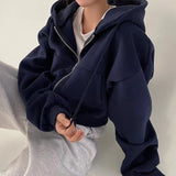 Women's Casual Zip-Up Hooded Sweatshirt - Autumn Winter