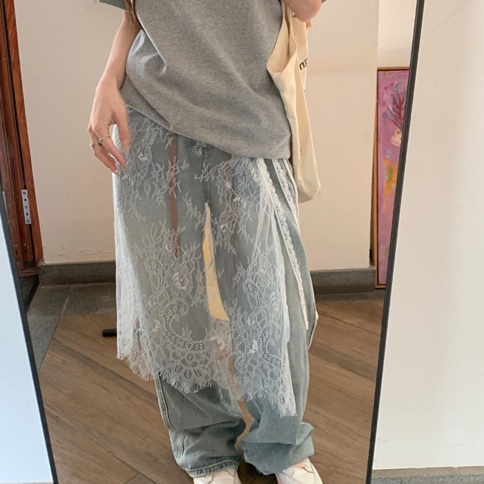 Elegant Lace Midi Skirt with Drawstring Design