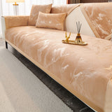 Marble Lines Velvet Sofa Cover for L-Shape Couch