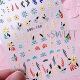 2pcs Colorful Floral Nail Decals for DIY Manicure