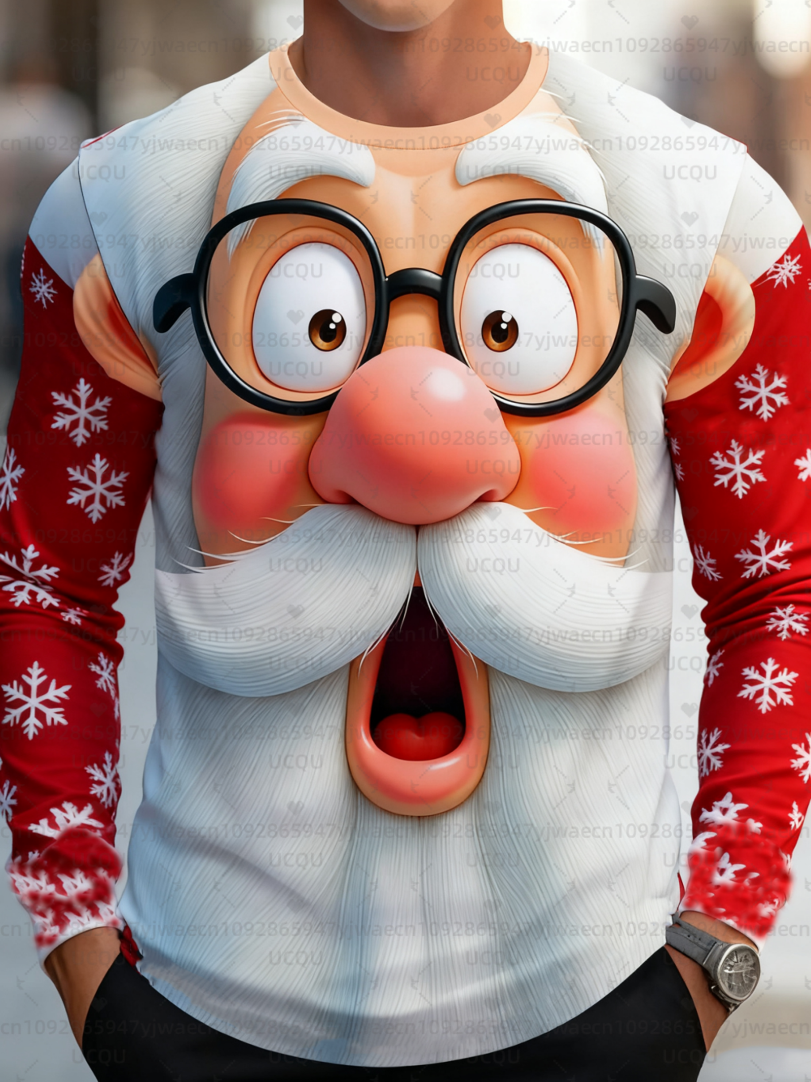 Funny Santa Claus Print Long Sleeve T-Shirt