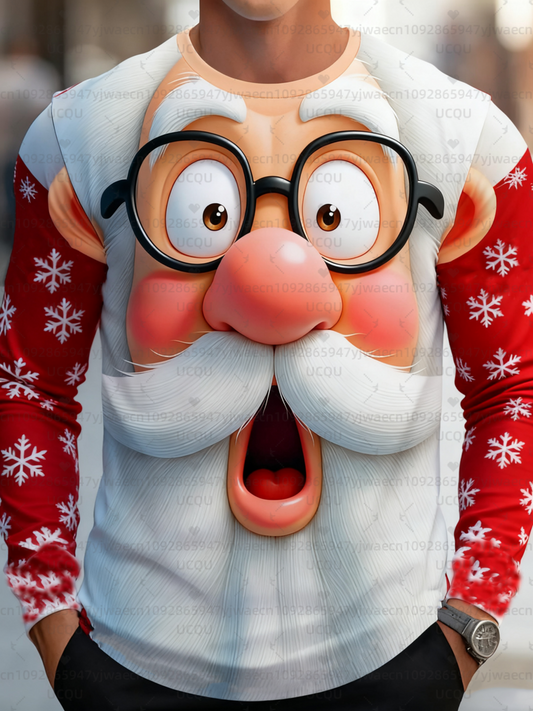 Funny Santa Claus Print Long Sleeve T-Shirt