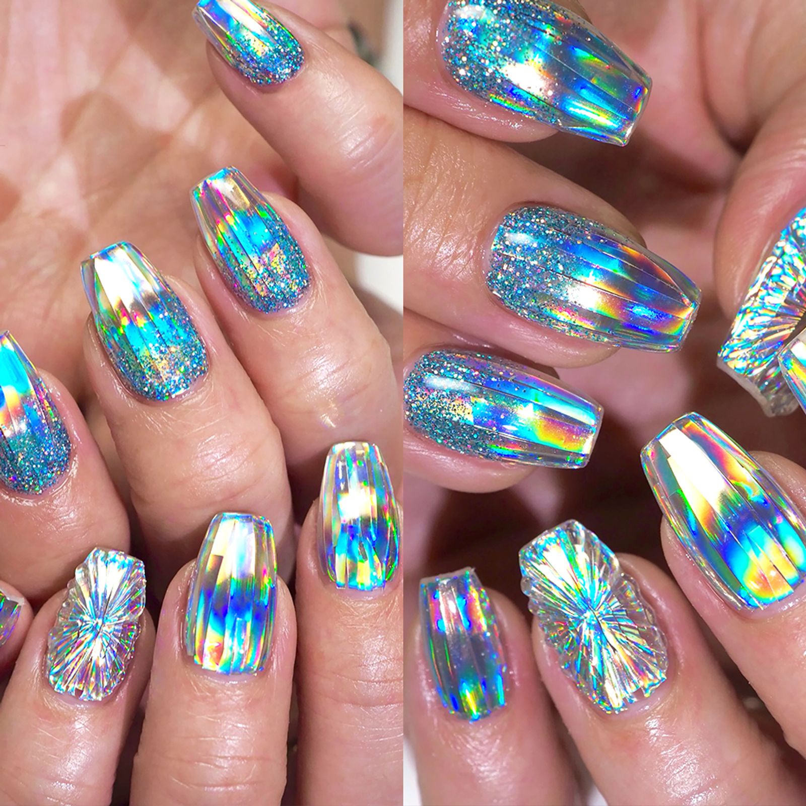 Holographic Chrome Silver Nail Art Foil Transfer Stickers