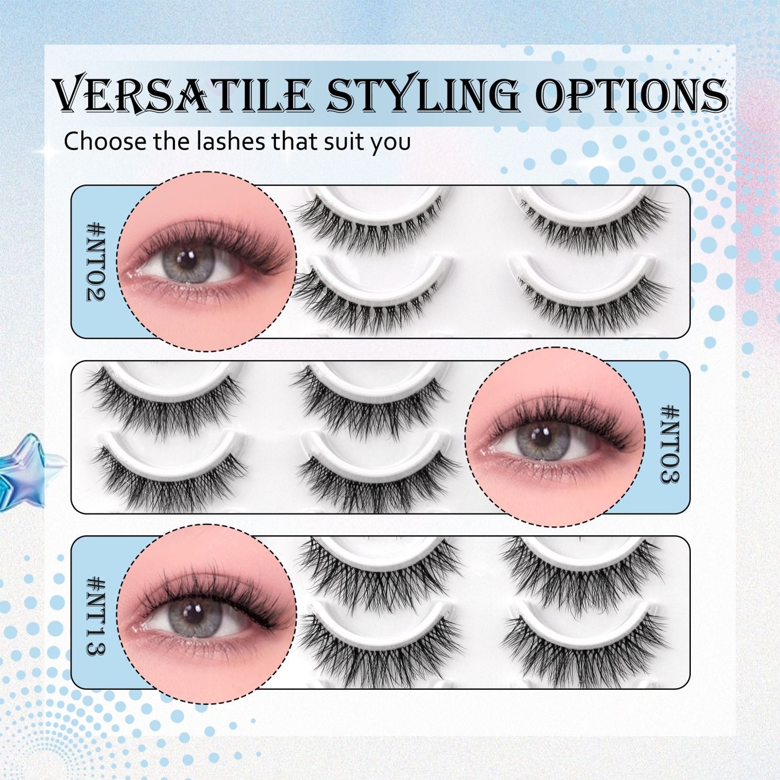 Veltrinay Natural Wispy 3D Faux Mink Cat Lashes