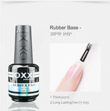 OXXI Rubber Base Coat UV Gel 15ml - No Wipe Top Coat Set