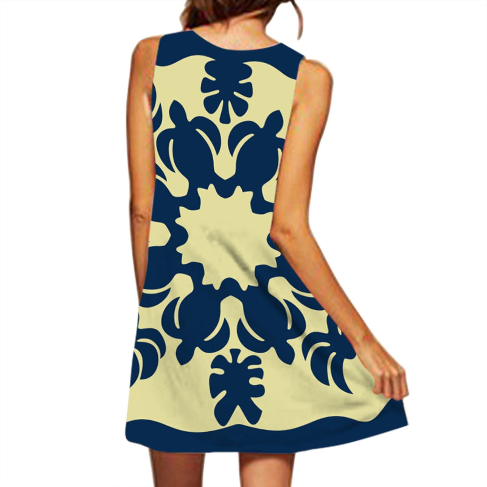 V-neck Sleeveless Printed Medium Length Dress