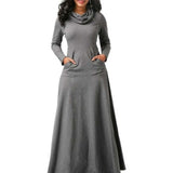 Women's Loose Winter Dress with Large Pockets