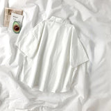 Women’s White Short Sleeve Lapel Blouse with Tie