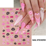 5D Embossed Red and Pink Lips Nail Stickers