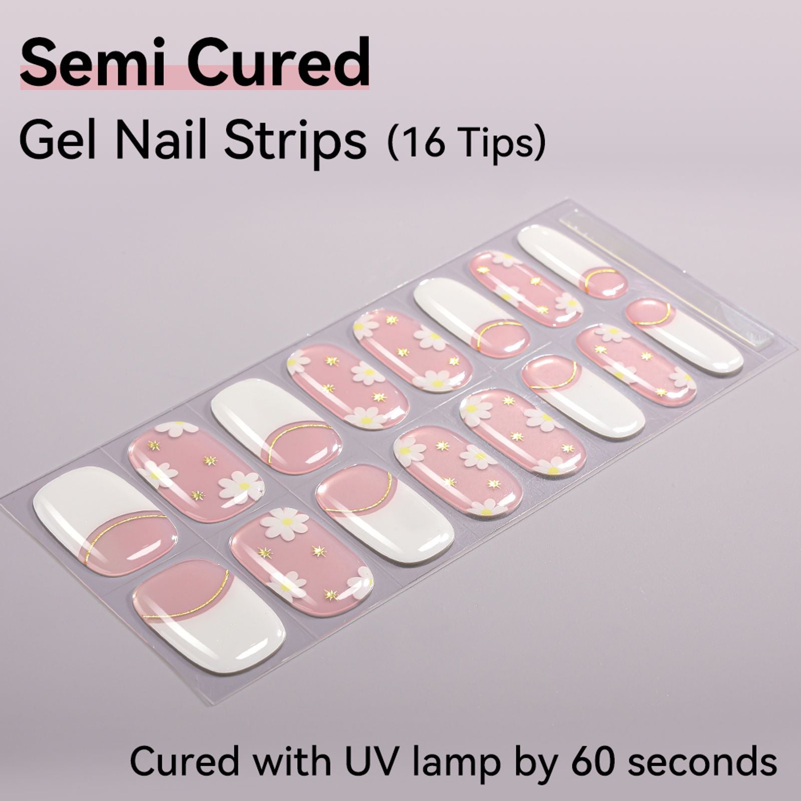 16 Tips Semi-Cured Gel Nail Stickers - Long-Lasting Colors
