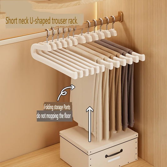 Goose-Shaped Flocked Pant Hangers for Bedroom Organization