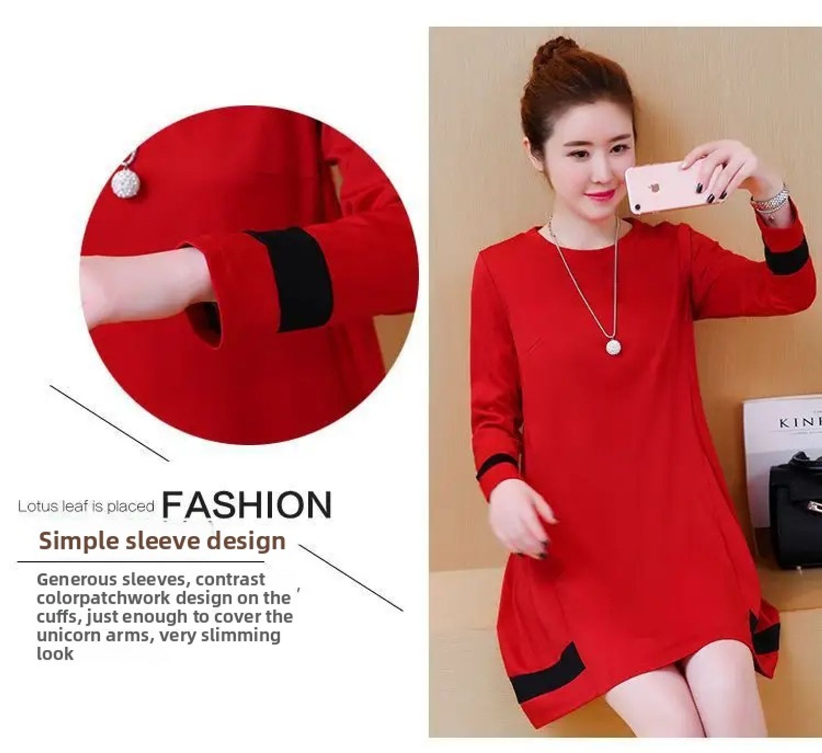 Plus Size Women's Long Sleeve T-Shirt Dress