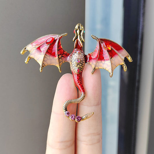 Enamel Dragon Brooch for Men and Women
