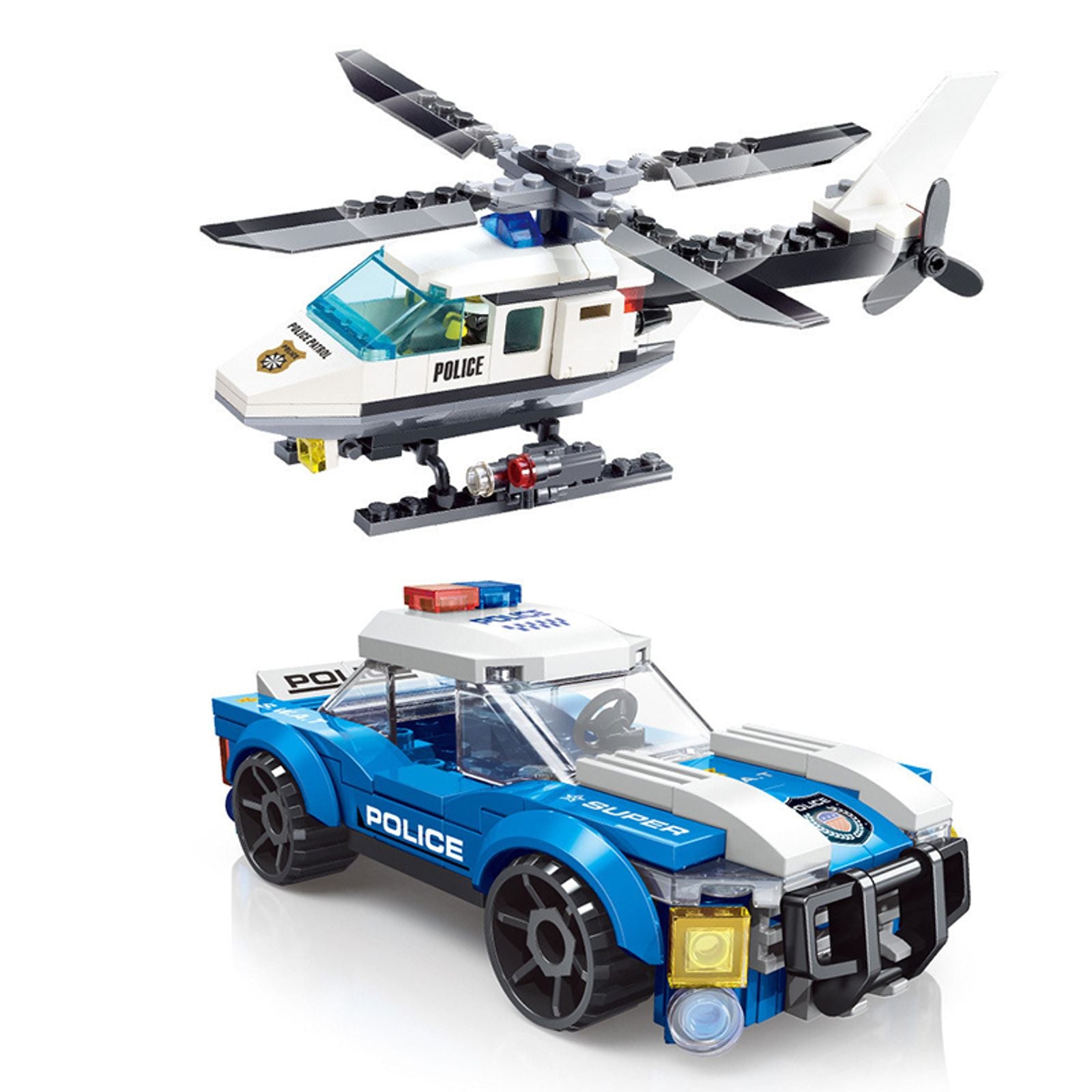 City Police Helicopter Building Blocks Educational Toy