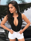 Zipper Bodysuit for Women - Sexy Sleeveless Summer Jumpsuit