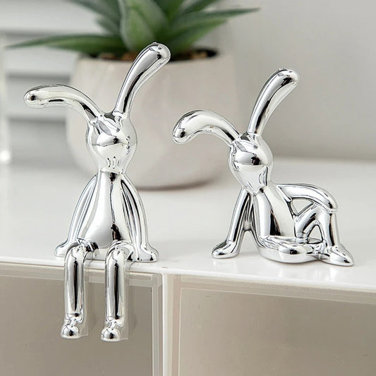 2PC Long-Eared Rabbit Ornaments for Home Decoration