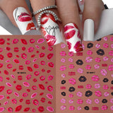 5D Embossed Red and Pink Lips Nail Stickers