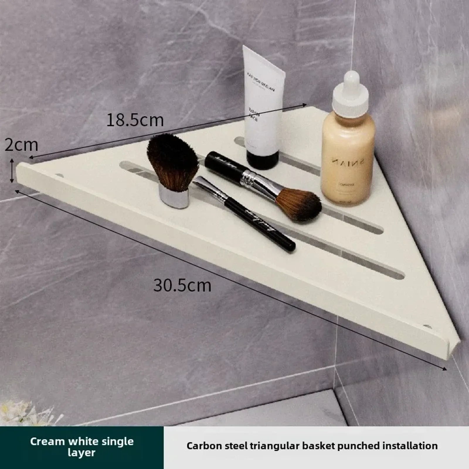 Wall-Mounted Triangle Drain Shelf with Hooks
