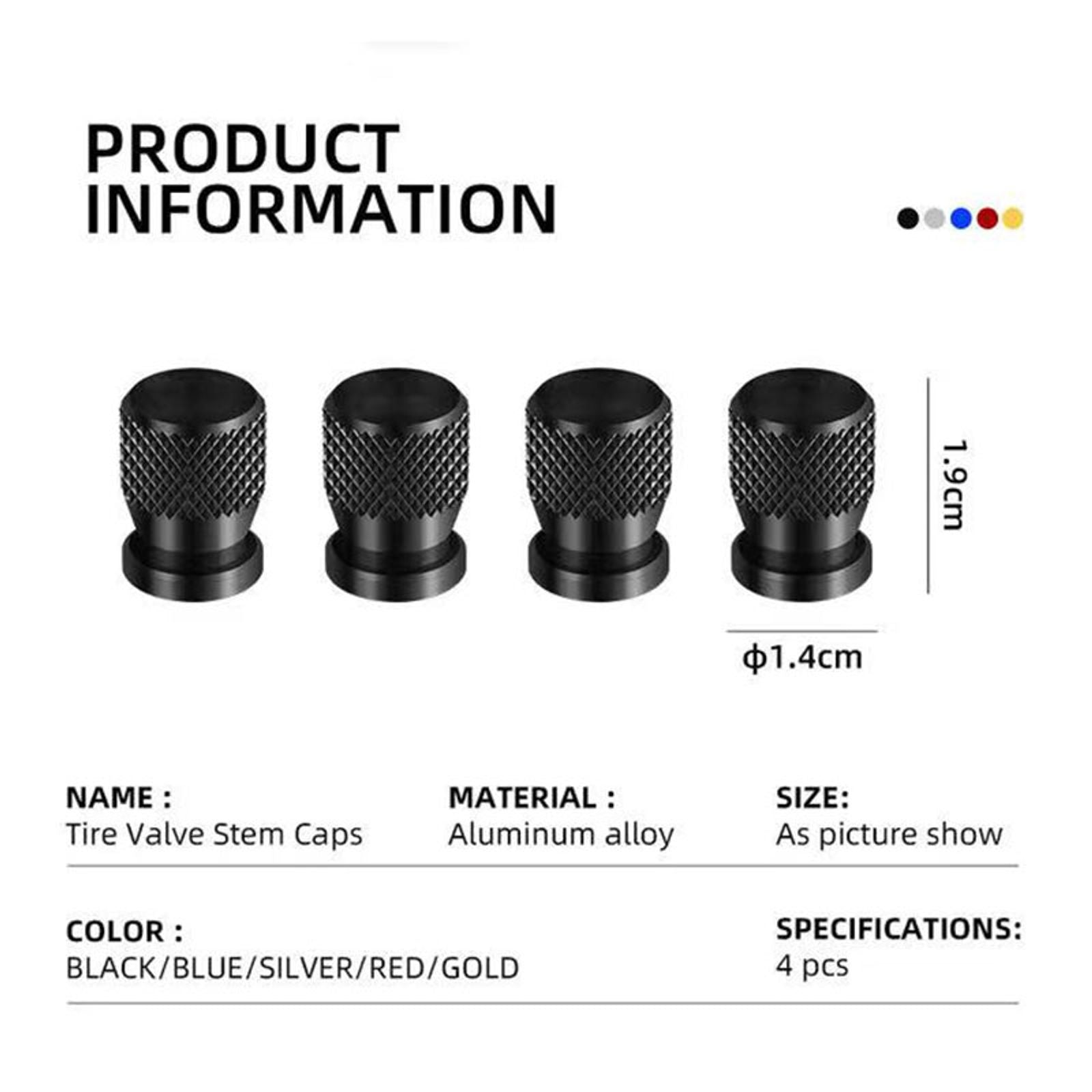 4PCS Colorful Tire Valve Caps for CHERY Vehicles