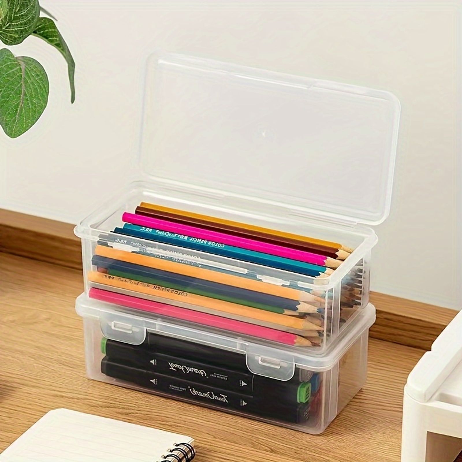 Large Clear Plastic Storage Boxes with Hinged Lids