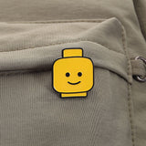 Funny Yellow Emoji Building Blocks Brooch Enamel Pin