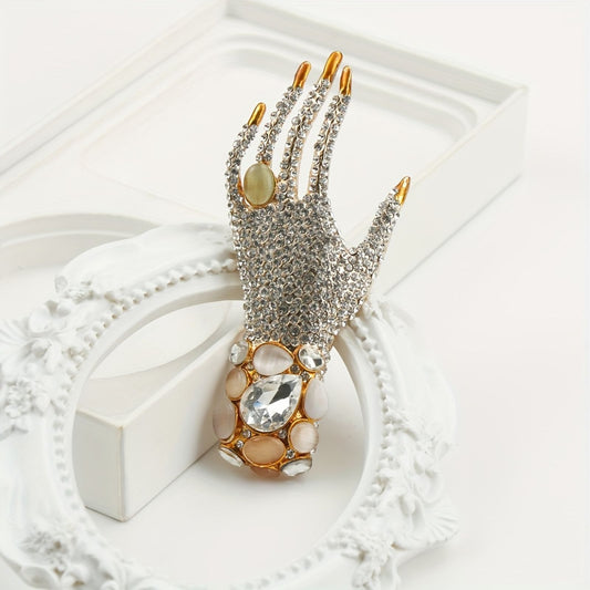 Elegant Rhinestone Hand Brooch for Women
