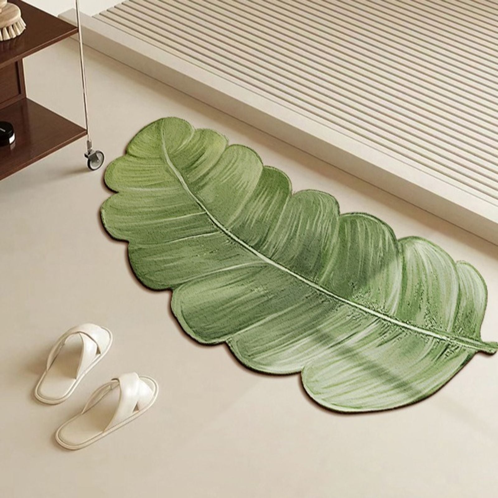 Leaves Green Plants Floor Mats for Bathroom and Home