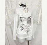 Women's Summer V-neck Tunic T-shirt - Pink Print Crop Top