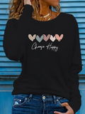 Heart Printed Long Sleeve T-Shirt for Women