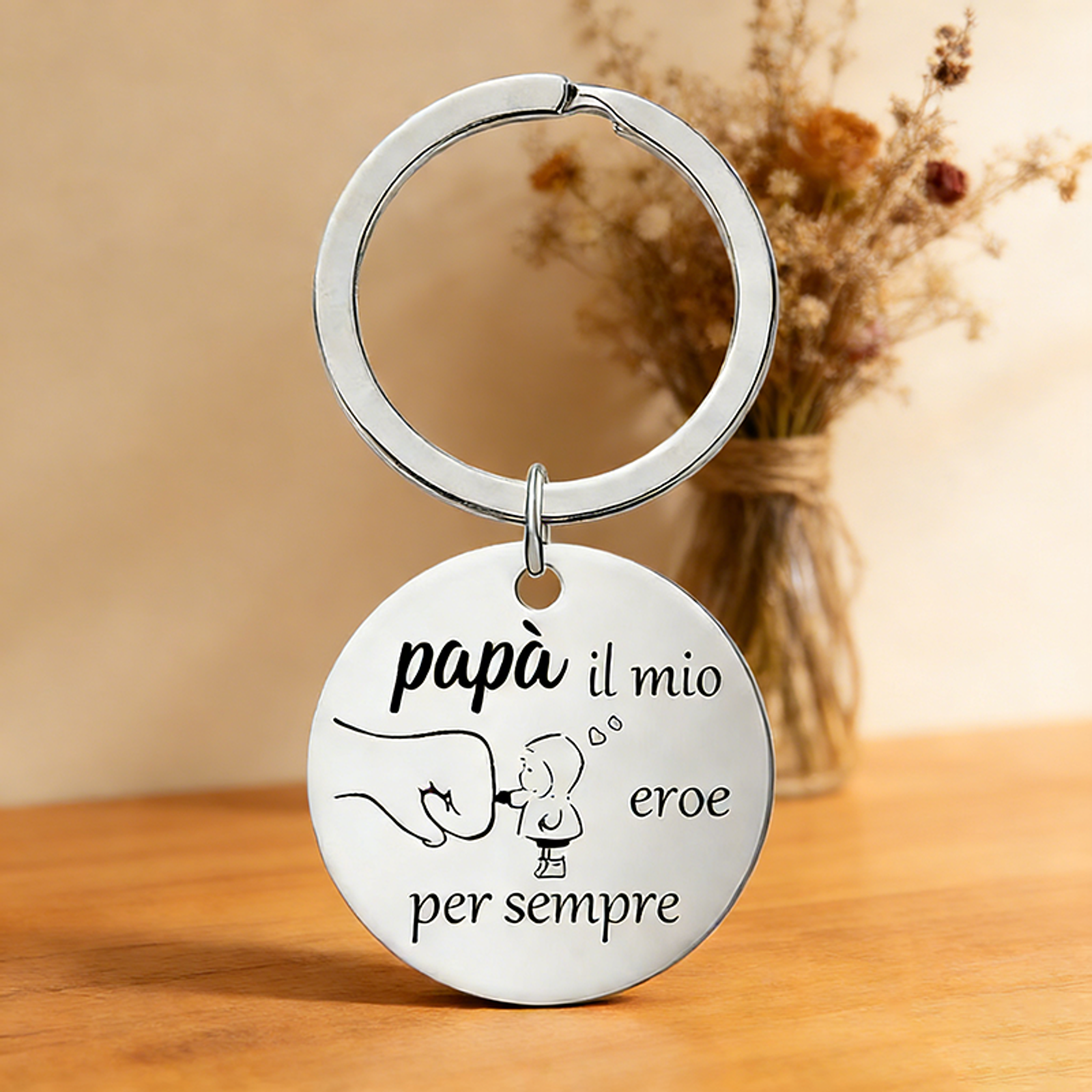 Te Quiero Papa Keychain - Stainless Steel Pendant Gift