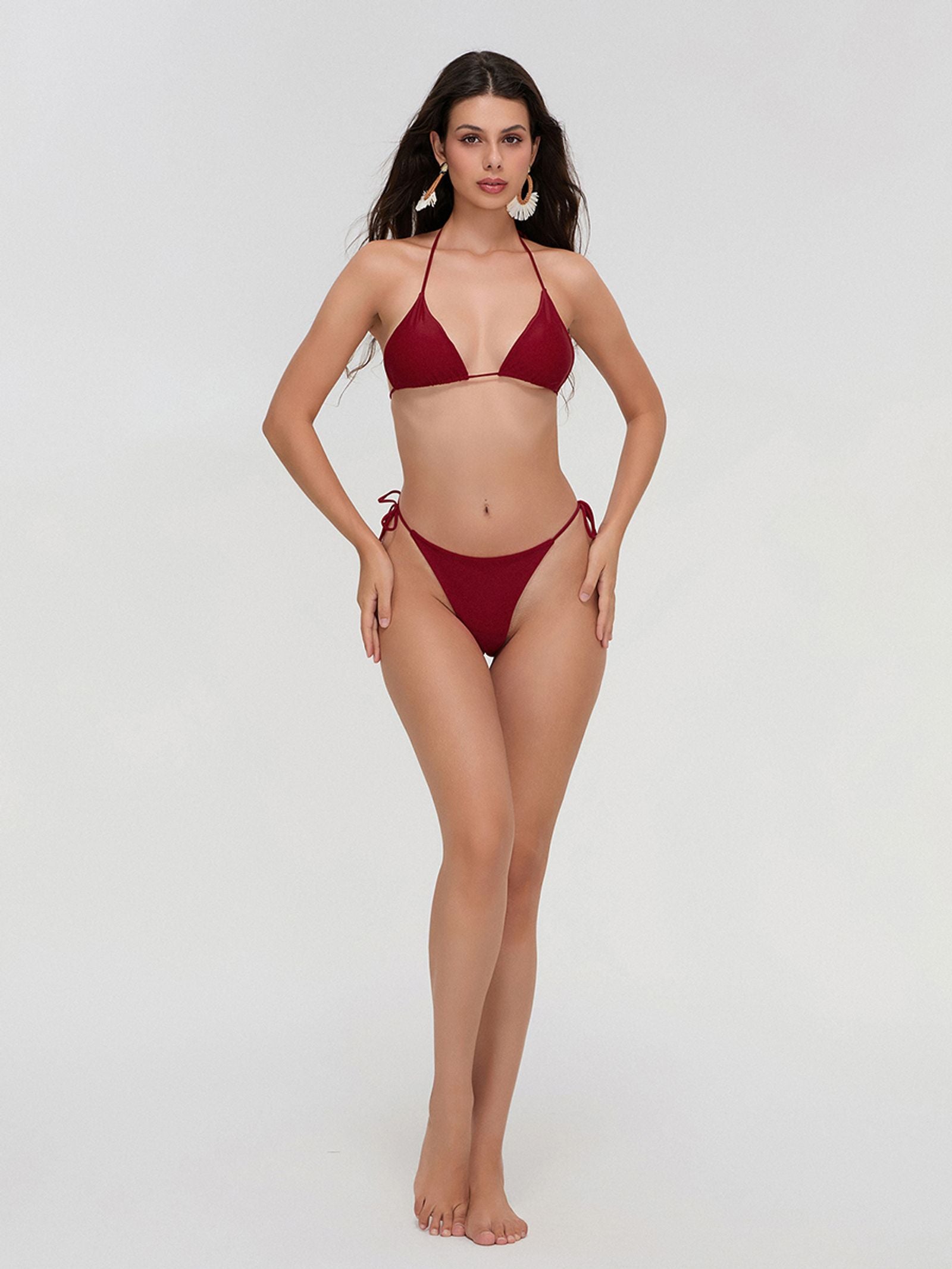 Women's Push-Up Bra Bikini Set - Solid Color Swimwear