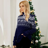 Women's Christmas Knitted Snowflake Long Sleeve Sweatshirt