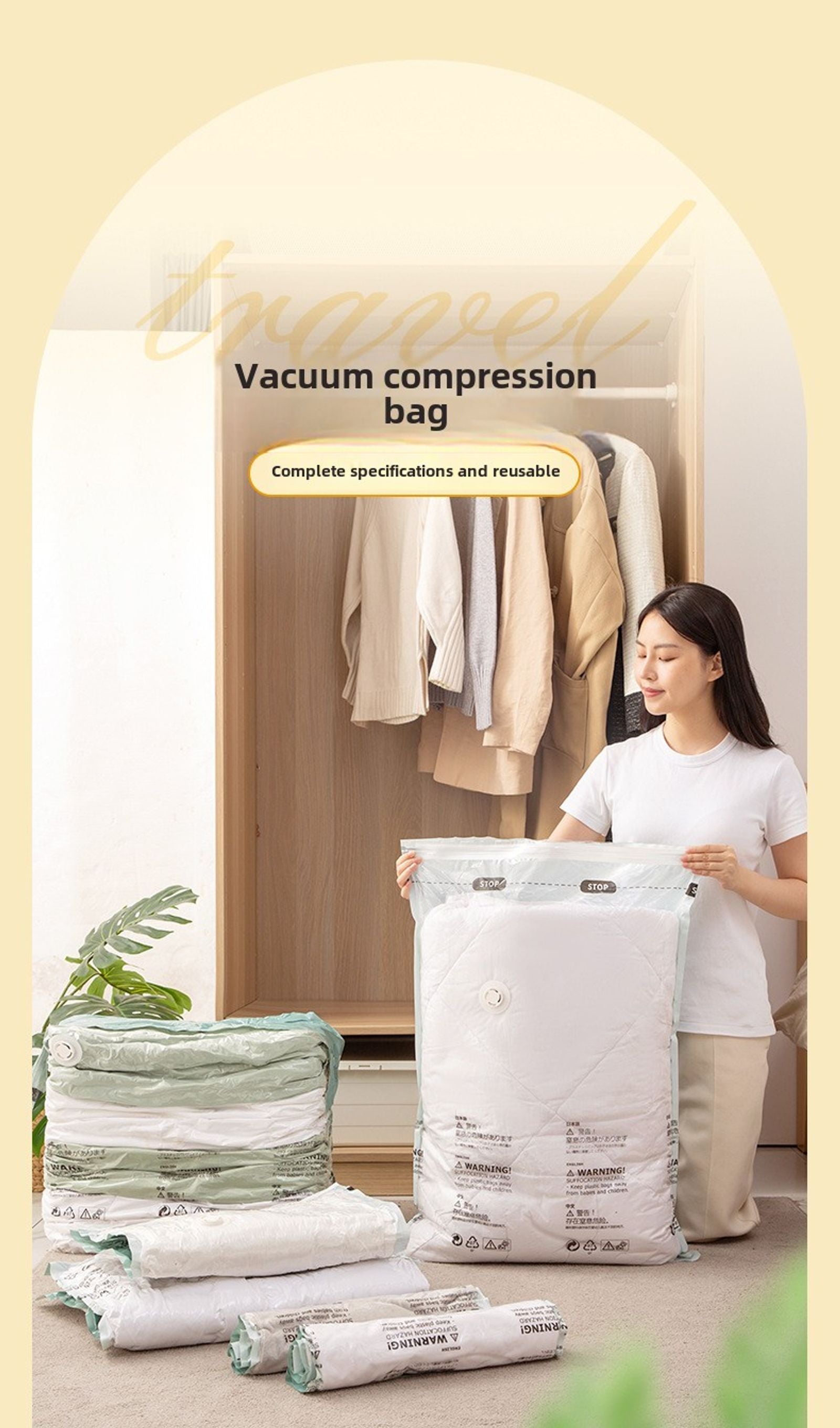Large 3D Vacuum Compression Bags for Clothes and Quilts