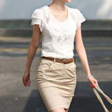 Women’s White Long Sleeve Office Blouse