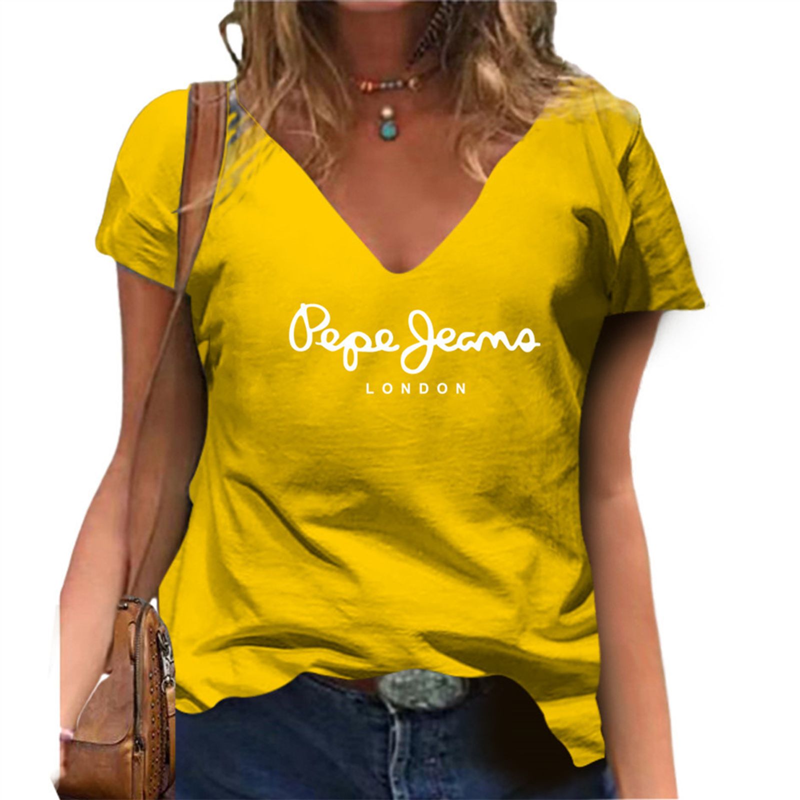 Women's Oversized 3D Print V-Neck T-Shirt