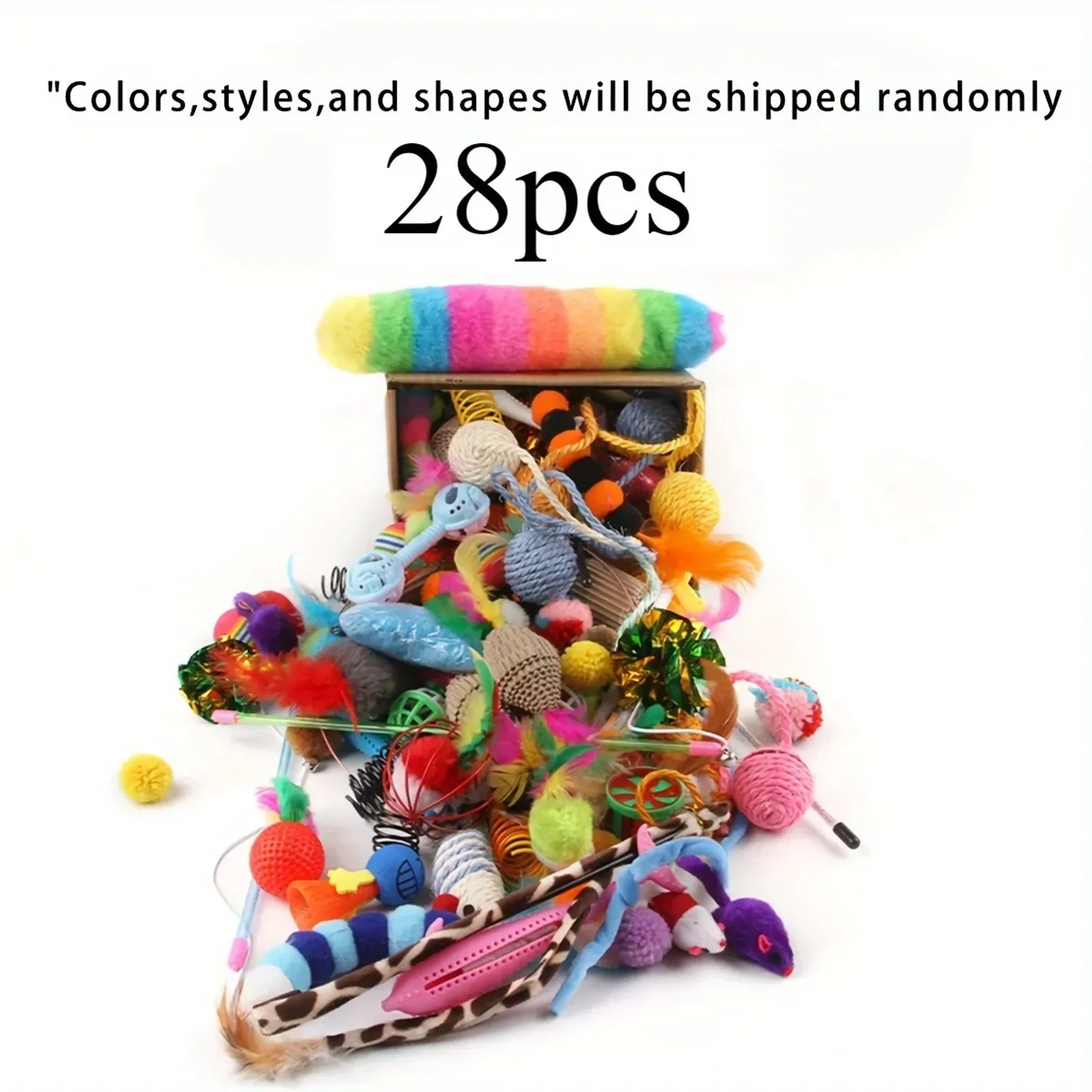 Mixed Pack of 56 Cat Toys - Plush & Plastic for Multiple Cats