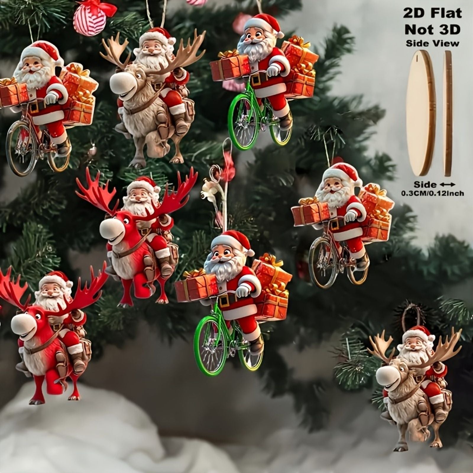 12-Piece Wooden Santa Claus Ornament Set